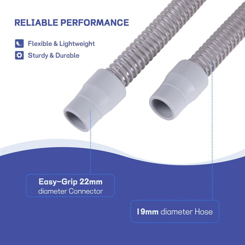 CPAP Tube - 6-Foot Universal CPAP Tubing -Compatible with Most Machines & Masks, 19mm CPAP Hose - 22mm connectors, Lightweight Flexible, Odor-Free, 2-Pack