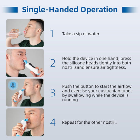 Eustachian Tube Unclogger, Ear Pressure Relief Device Pop Blocked Ears Safely & Naturally, Ear Popper Relieve Ear Pressure, Eustachian Tube Exerciser for Air Travel, Diving, Swimming