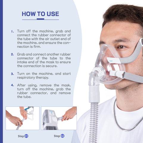CPAP Tube - 6-Foot Universal CPAP Tubing - FSA/HSA eligible-Compatible with Most Machines & Masks, 19mm CPAP Hose - 22mm connectors, Lightweight Flexible, Odor-Free, 1-Pack