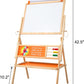 OMOTIYA Easel for Kids and Children, Wooden Kids Art Easel with Paper Roll, Magnetic Board, Whiteboard, Chalkboard - Orange
