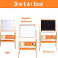 OMOTIYA Easel for Kids and Children, Wooden Kids Art Easel with Paper Roll, Magnetic Board, Whiteboard, Chalkboard - Orange
